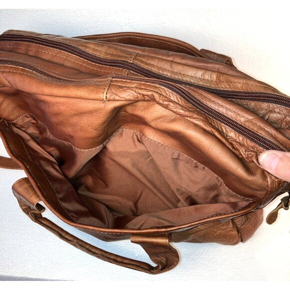 Men's Leather Crossbody Bag Vintage Shoulder Bag Casual Medium Messenger Pack - Picture 5 of 9